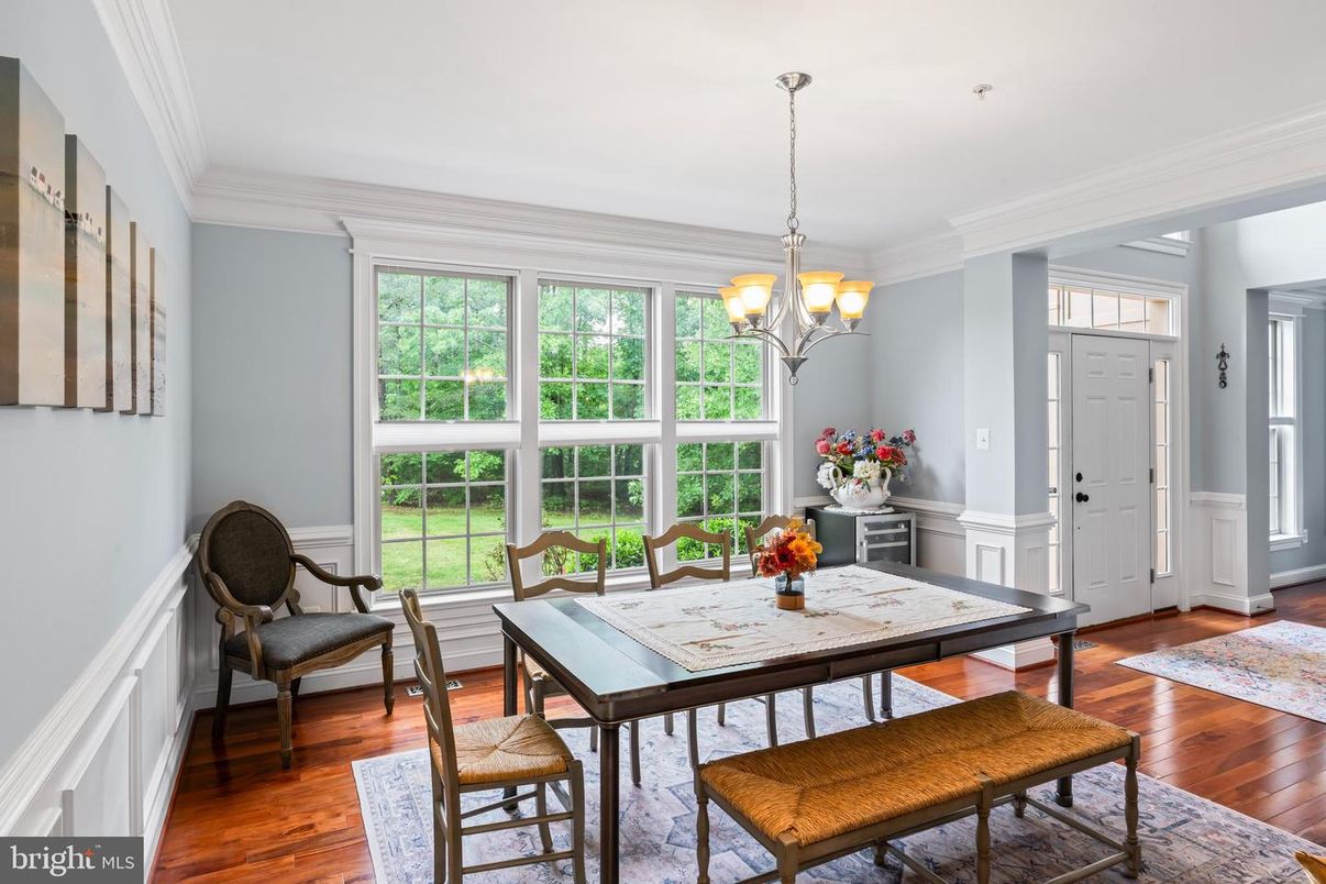 Chandelier, Dining room, Interior, Wood Texture Flooring