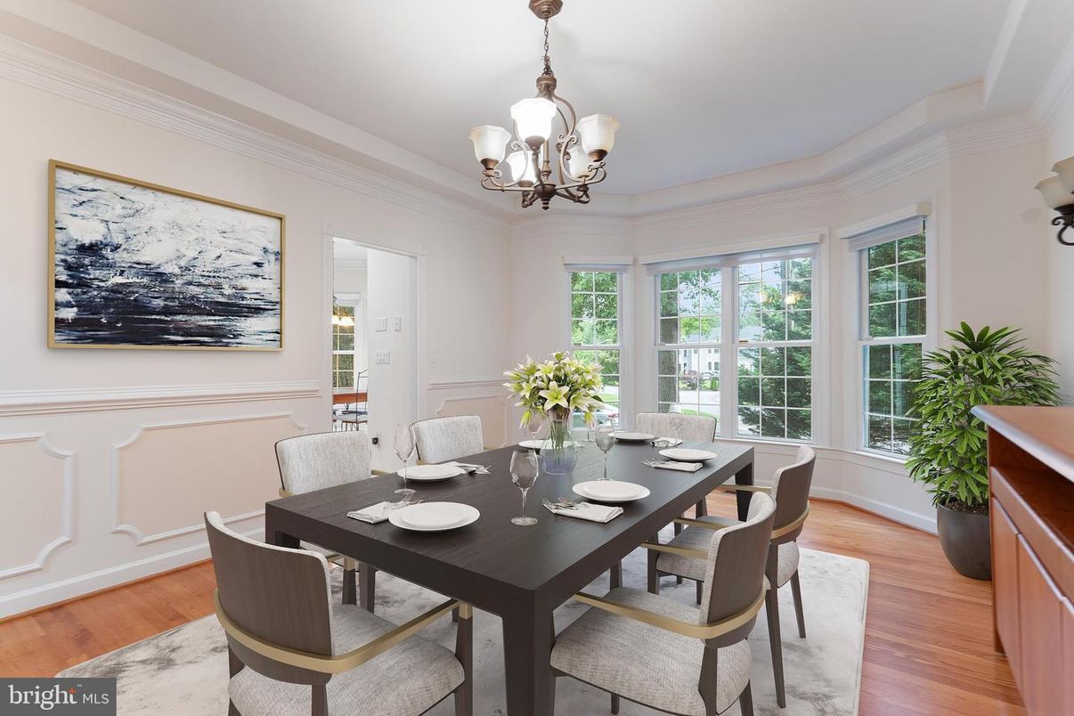 Chandelier, Dining room, Interior, Wood Texture Flooring