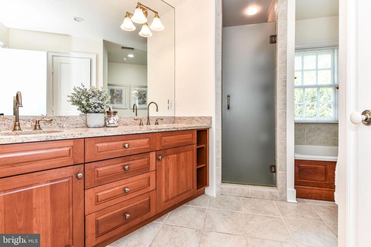Bathroom, Dual Sink Vanities, Glass Shower, Interior, Recessed Lighting