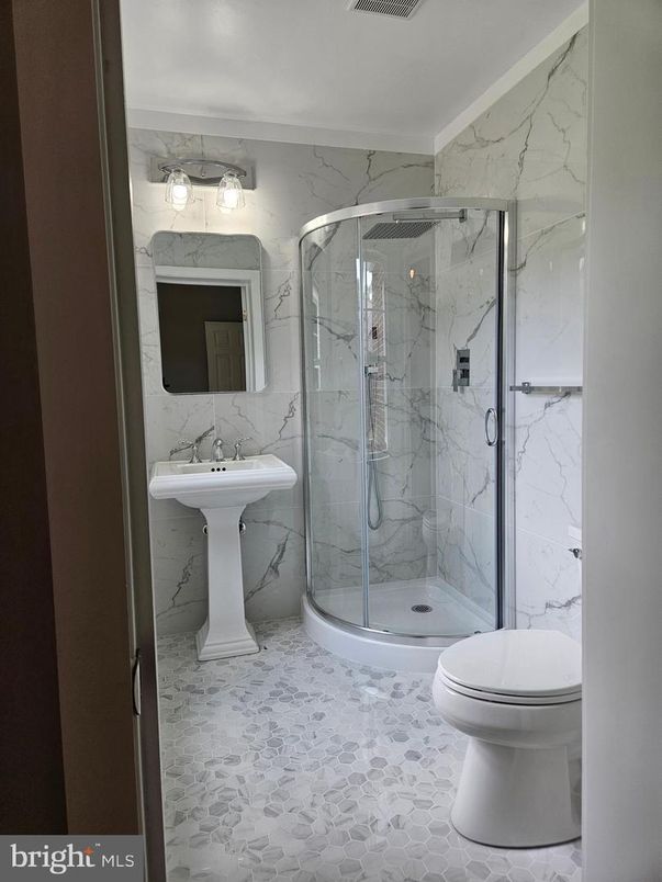 Bathroom, Glass Shower, Interior, Marble Walls