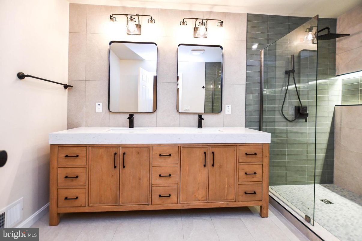 Bathroom, Dual Sink Vanities, Glass Shower, Interior