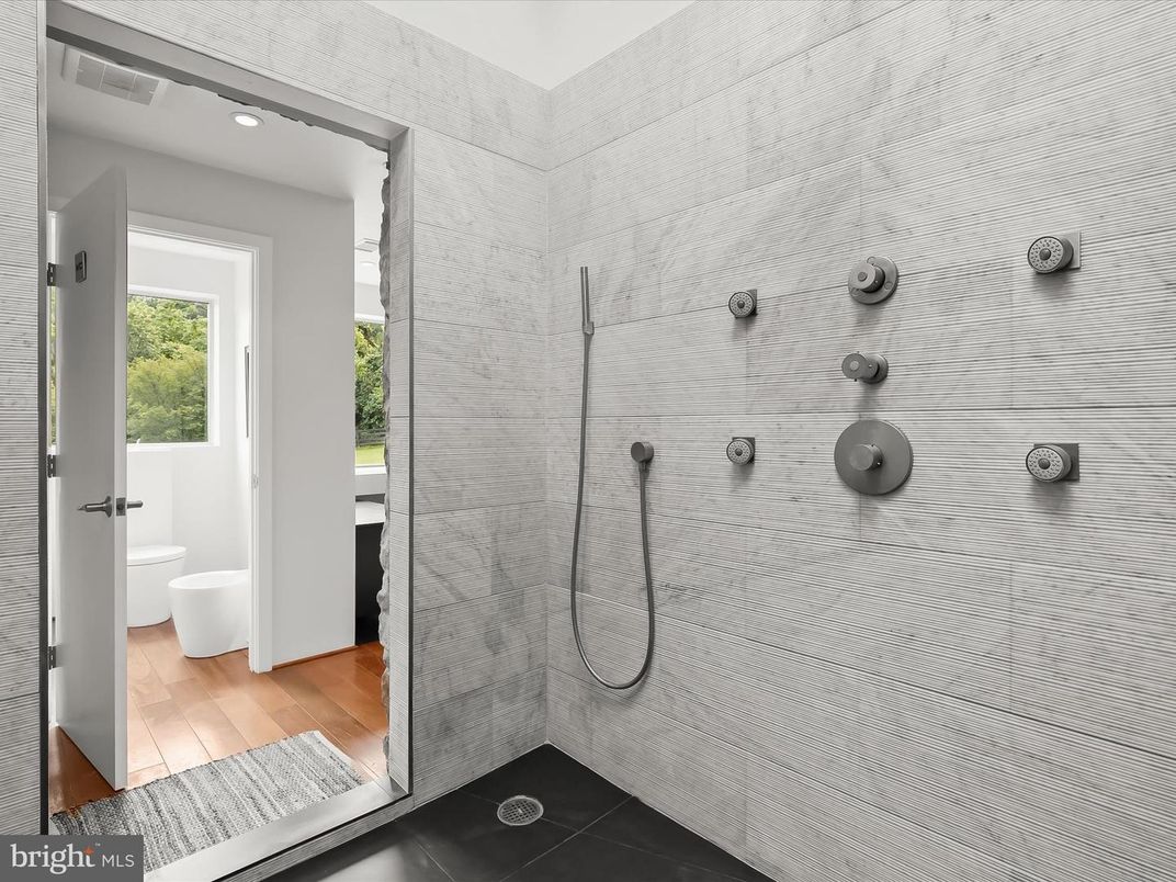 Bathroom, Interior, Recessed Lighting, Wood Texture Flooring