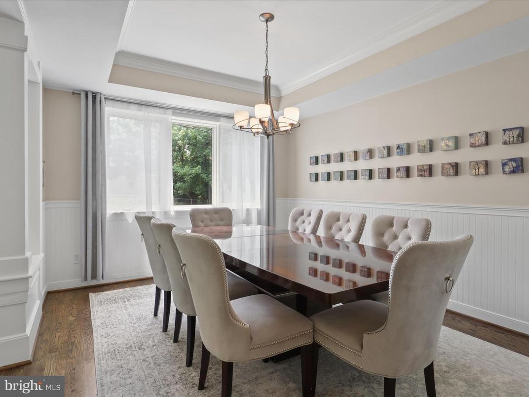 Chandelier, Dining room, Interior, Wood Texture Flooring