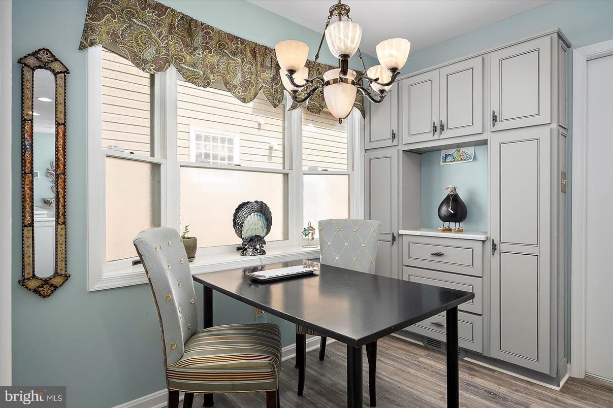 Chandelier, Home Office, Interior, Wood Texture Flooring