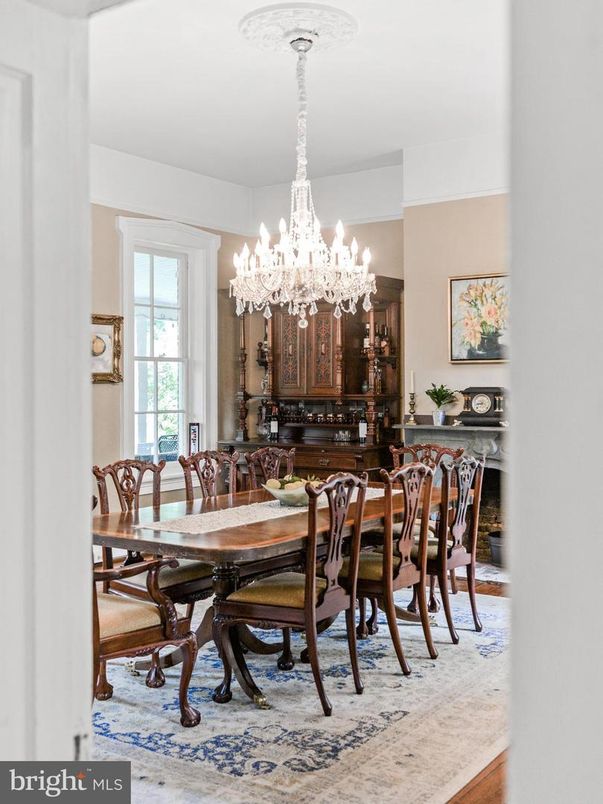 Chandelier, Dining room, Interior, Wood Texture Flooring
