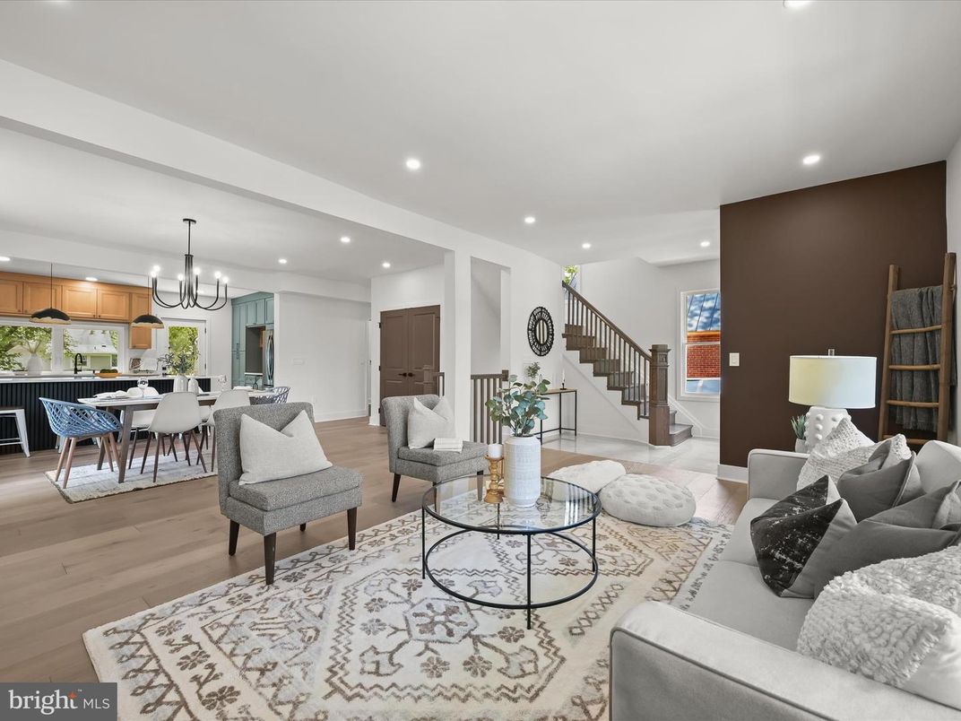 Chandelier, Dining room, Interior, Kitchen, Living room, Pendant Lights, Recessed Lighting, Wood Texture Flooring