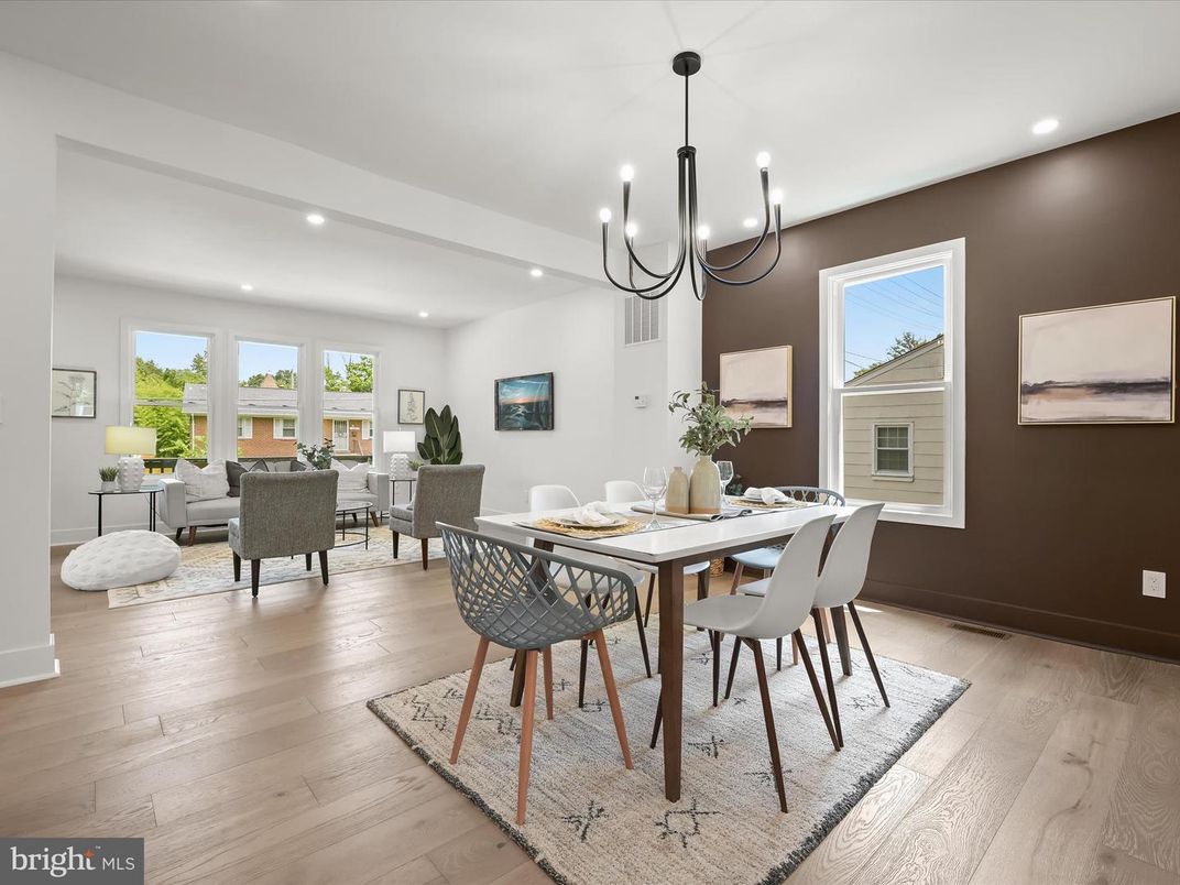 Chandelier, Dining room, Interior, Living room, Pendant Lights, Recessed Lighting, Wood Texture Flooring