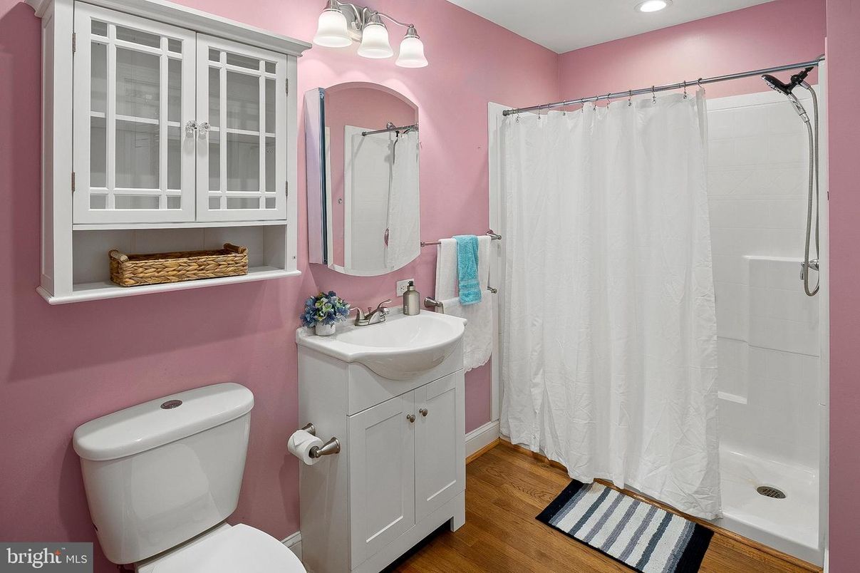 Bathroom, Interior, Recessed Lighting, Wood Texture Flooring