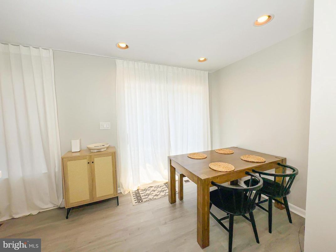 Dining room, Interior, Recessed Lighting, Wood Texture Flooring