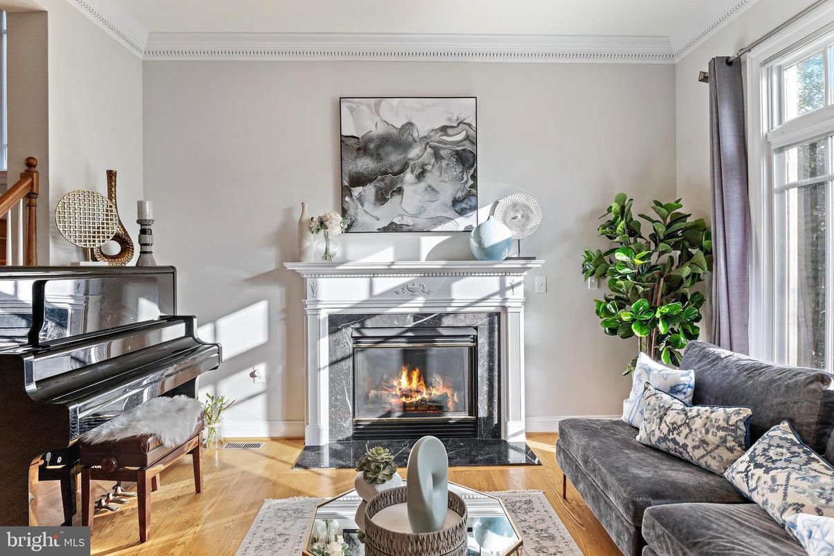 Fireplace, Interior, Living room, Piano, Wood Texture Flooring