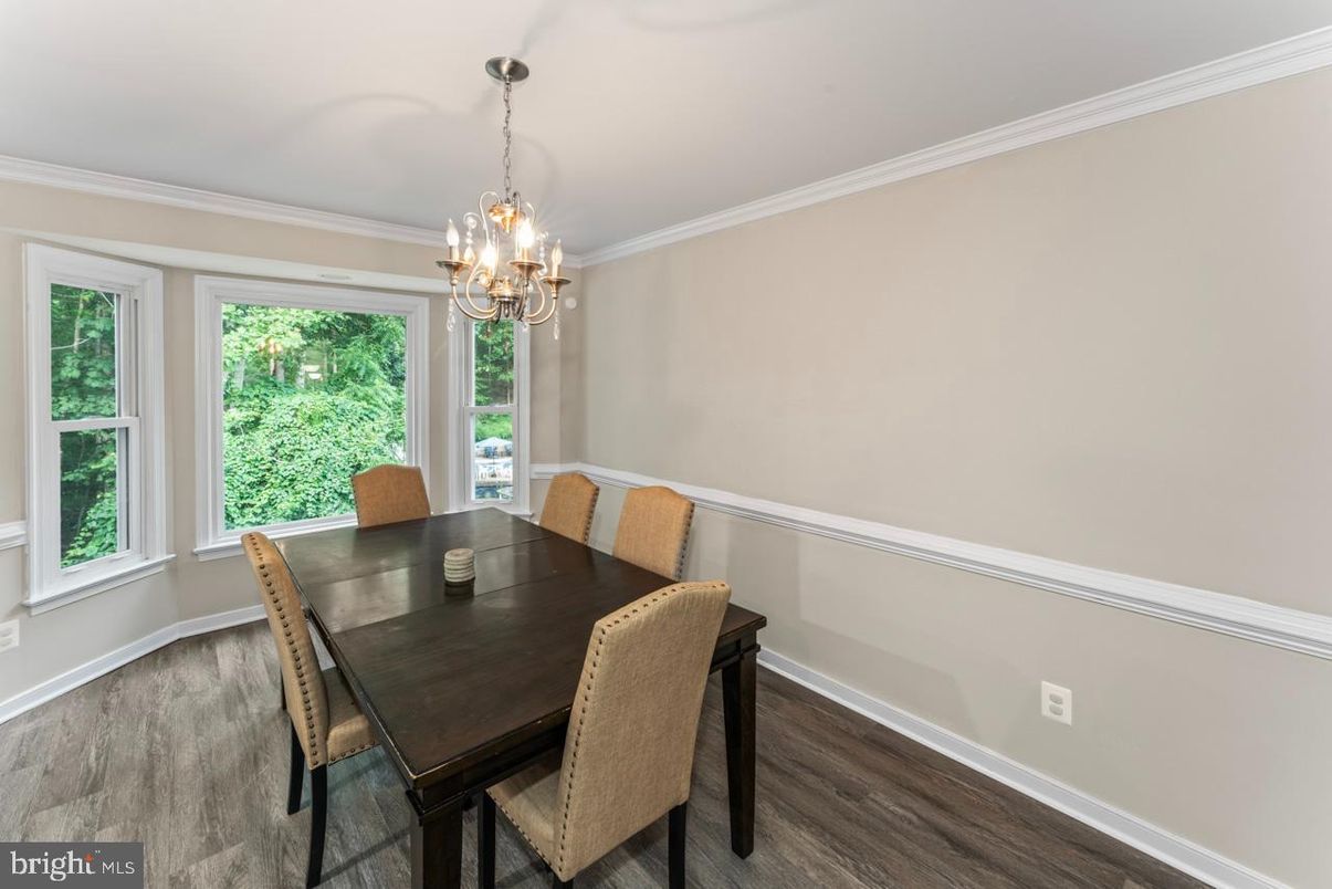 Chandelier, Dining room, Interior, Wood Texture Flooring