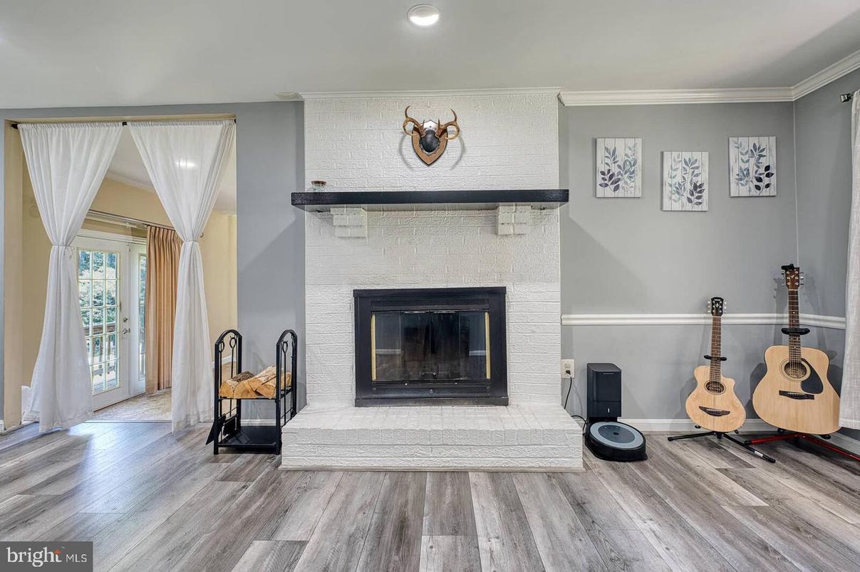 Fireplace, Interior, Recessed Lighting, Wood Texture Flooring