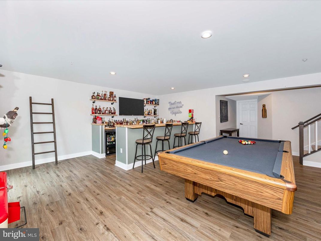 Billiard Table, Game Room, Interior, Recessed Lighting, Wood Texture Flooring