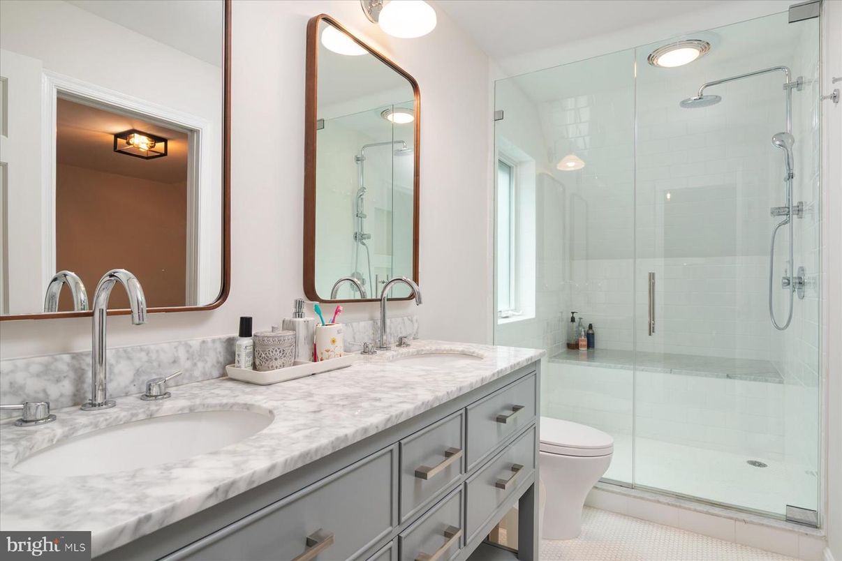 Bathroom, Dual Sink Vanities, Glass Shower, Interior, Recessed Lighting