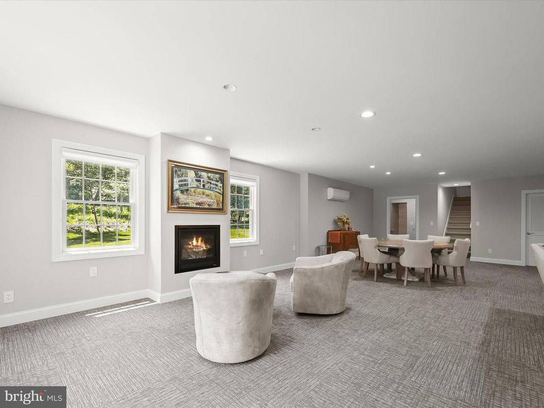 Dining room, Fireplace, Interior, Living room, Recessed Lighting