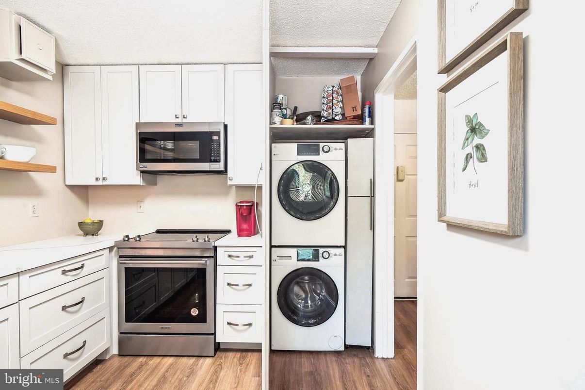 Interior, Kitchen, Washer, Wood Texture Flooring