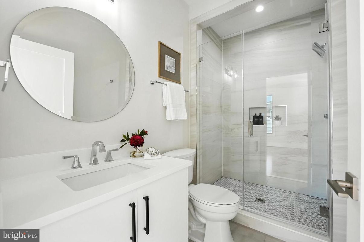 Bathroom, Glass Shower, Interior, Recessed Lighting