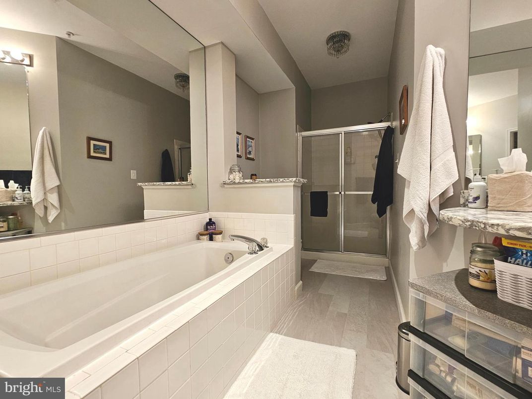 Bathroom, Glass Shower, Interior, Wood Texture Flooring
