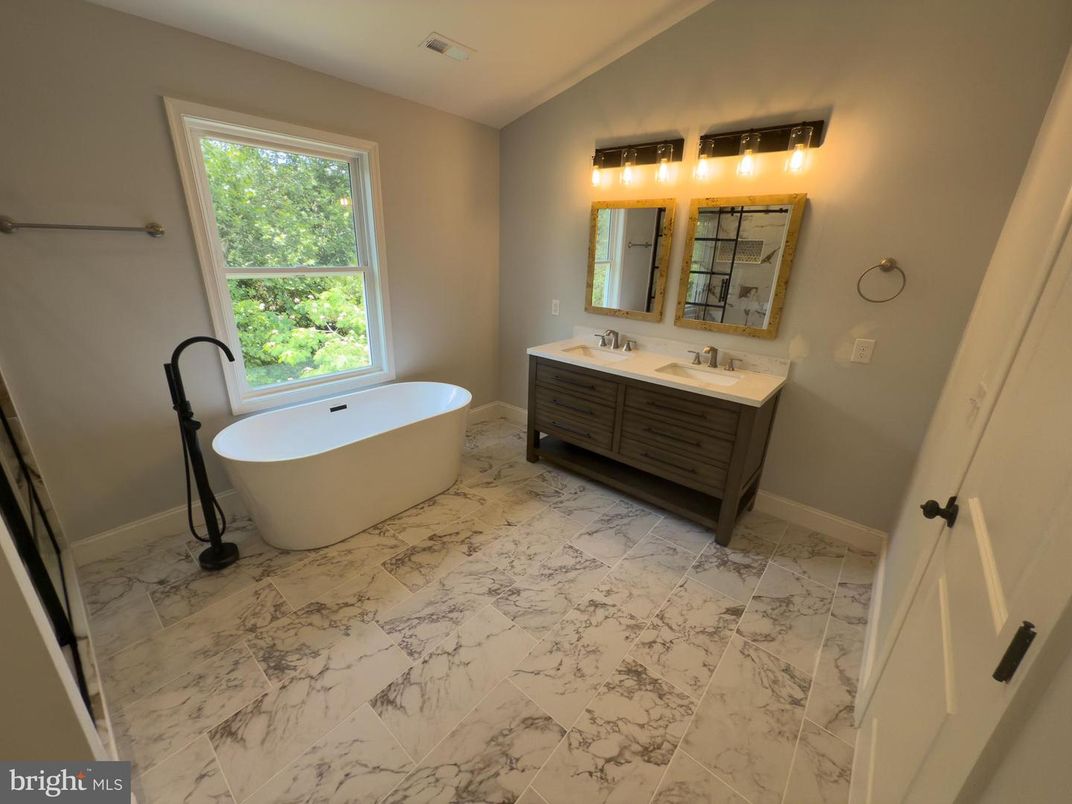 Bathroom, Dual Sink Vanities, Free Standing Baths, Interior, Marble