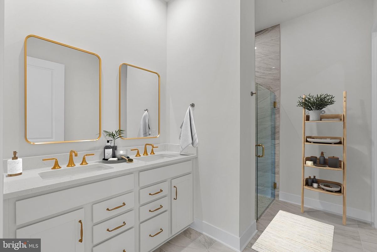 Bathroom, Dual Sink Vanities, Glass Shower, Interior, Marble