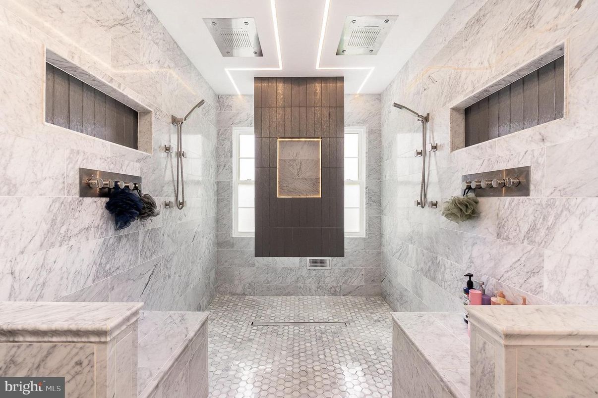 Bathroom, Glass Shower, Interior, Marble Walls