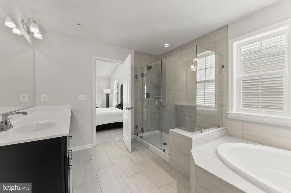 Bathroom, Bedroom, Dual Sink Vanities, Glass Shower, Interior, Recessed Lighting