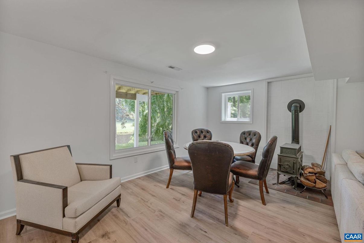 Dining room, Fireplace, Interior, Wood Texture Flooring