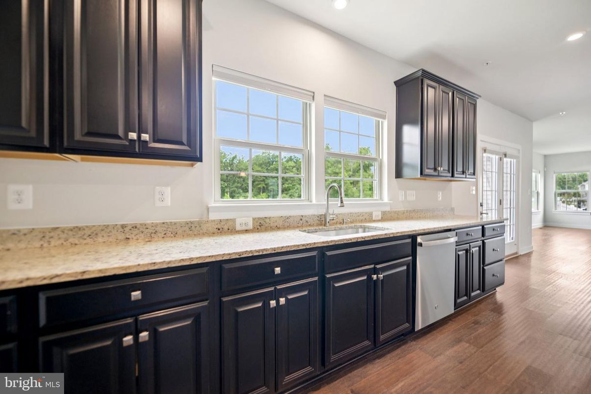 Interior, Kitchen, Recessed Lighting, Wood Texture Flooring