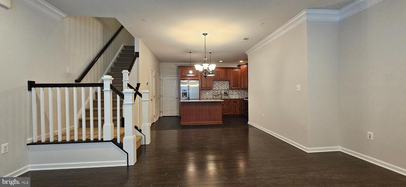 Chandelier, Interior, Kitchen, Pendant Lights, Recessed Lighting, Wood Texture Flooring