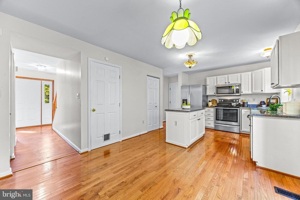 Interior, Kitchen, Pendant Lights, Stainless Steel Appliances, Wood Texture Flooring