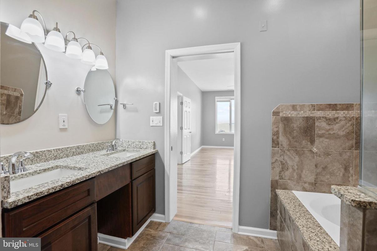 Bathroom, Dual Sink Vanities, Interior, Wood Texture Flooring