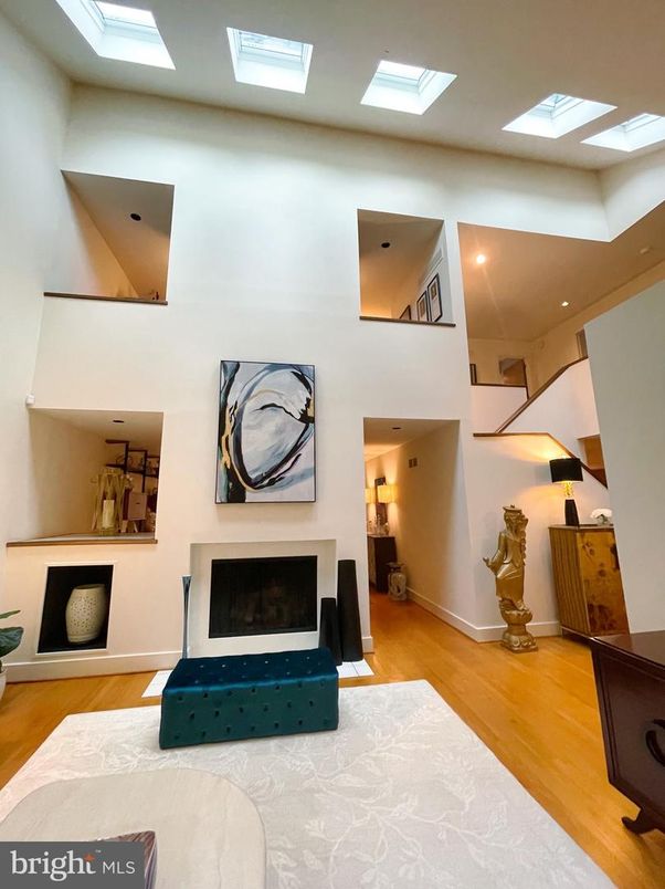 Fireplace, Interior, Recessed Lighting, Wood Texture Flooring