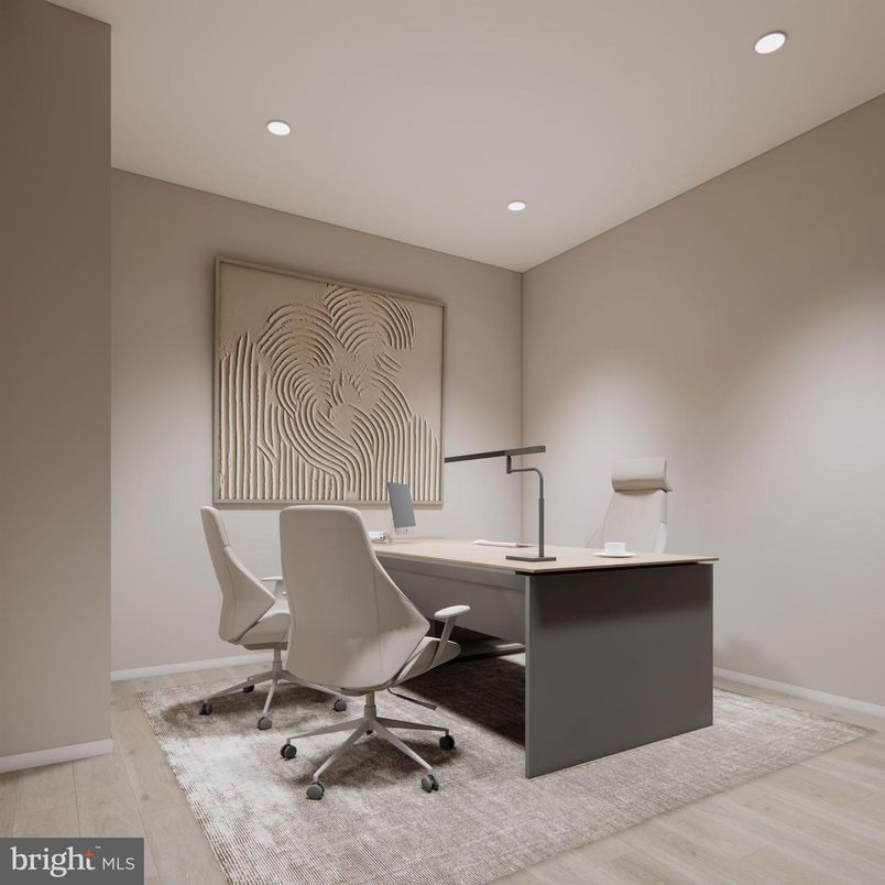 Home Office, Interior, Recessed Lighting, Wood Texture Flooring
