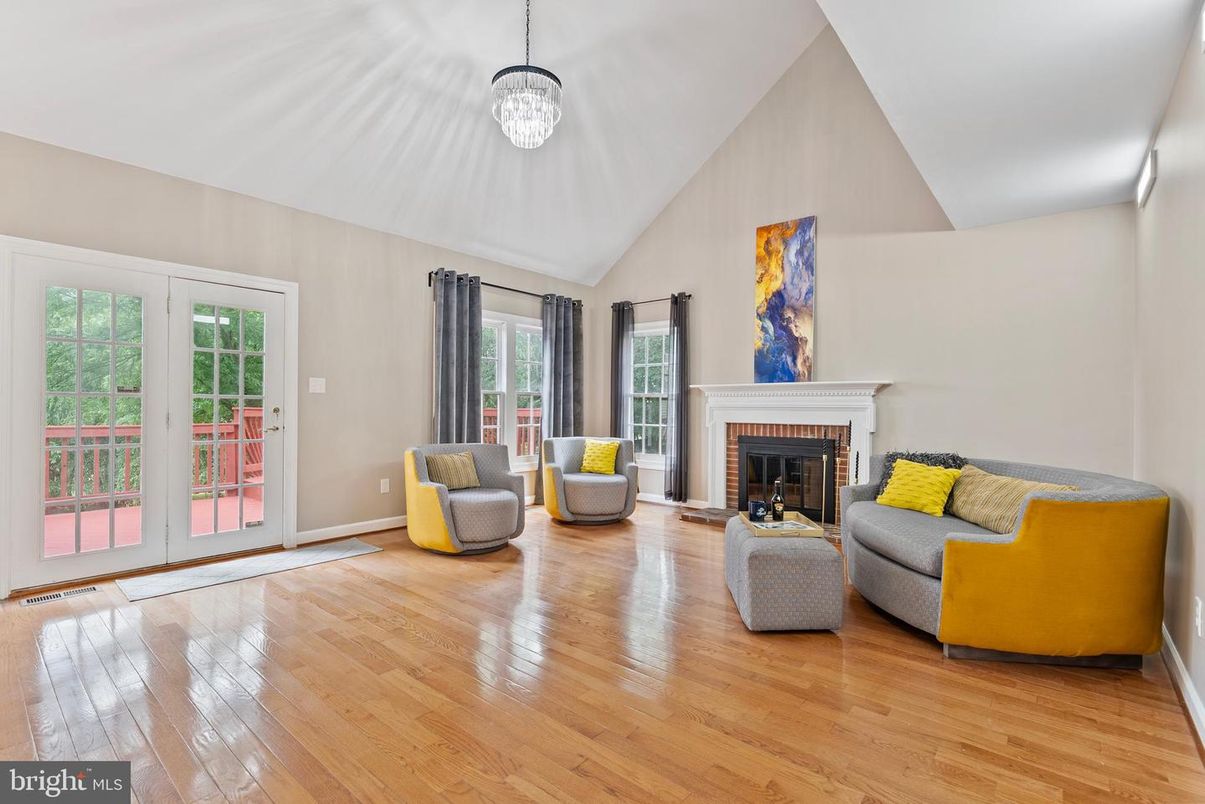 Fireplace, Interior, Living room, Pendant Lights, Wood Texture Flooring