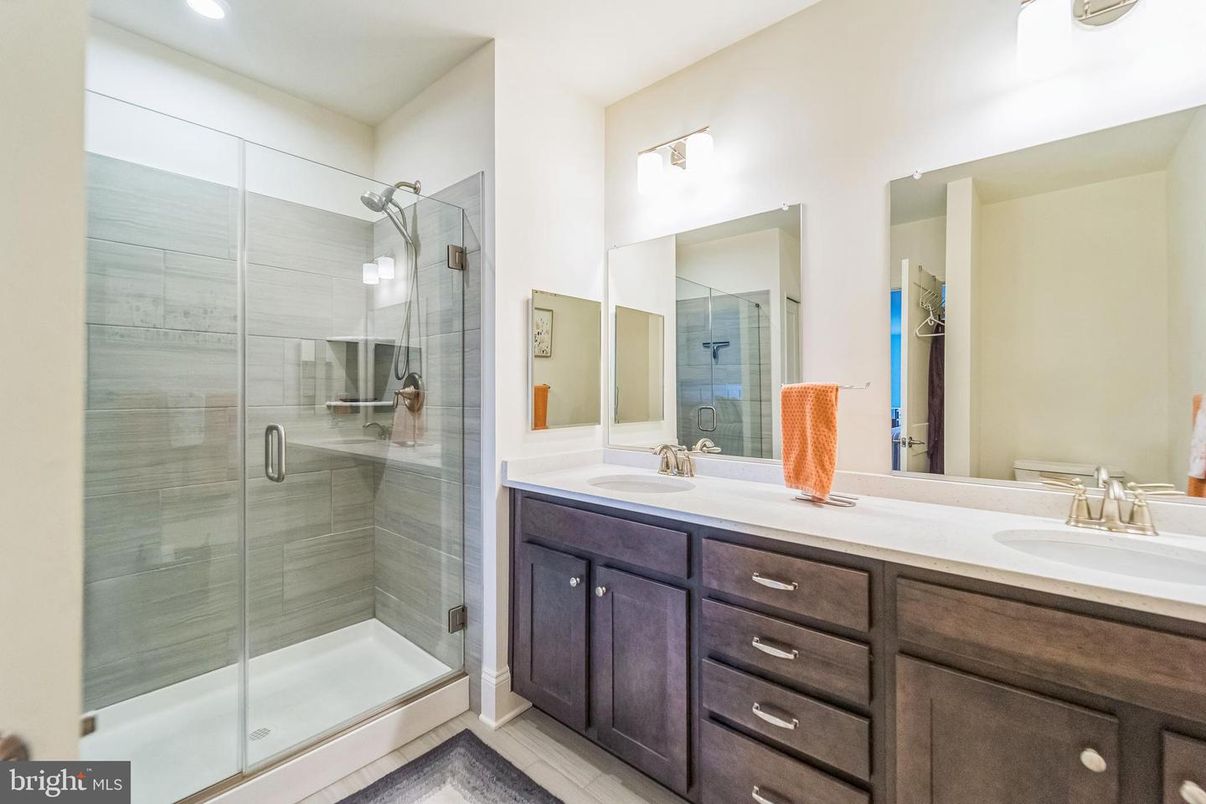Bathroom, Dual Sink Vanities, Glass Shower, Interior, Recessed Lighting