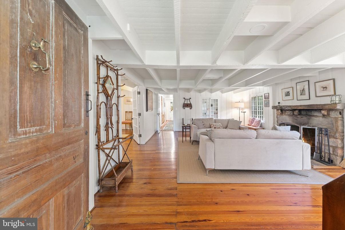 Fireplace, Interior, Living room, Wood Texture Flooring, Wooden Walls