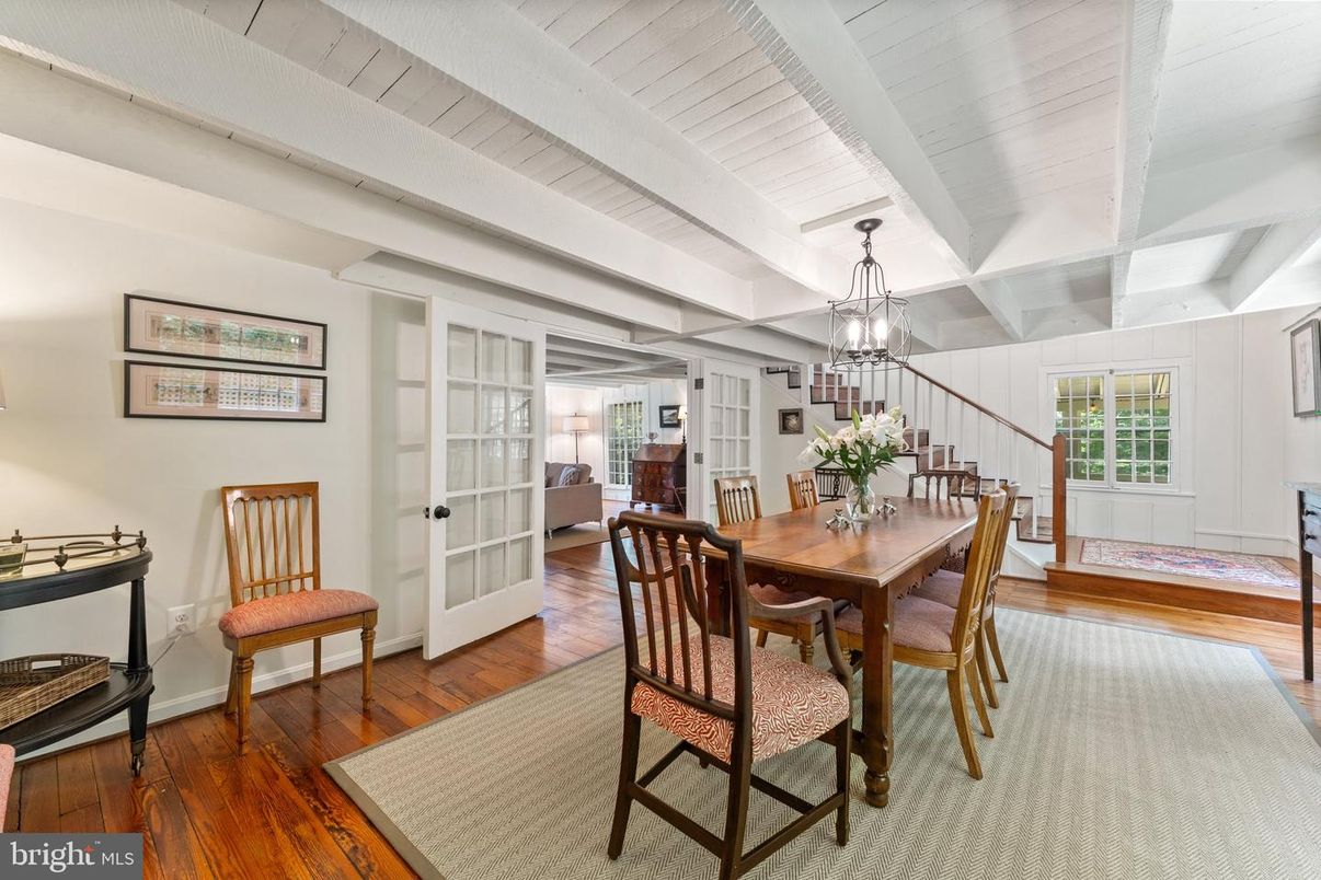 Chandelier, Dining room, Interior, Wood Texture Flooring