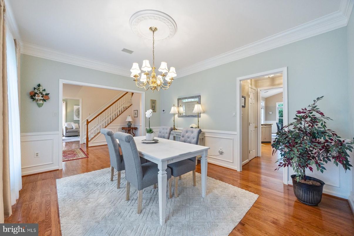 Chandelier, Dining room, Interior, Wood Texture Flooring