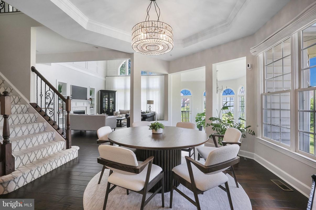 Chandelier, Dining room, Fireplace, Interior, Living room, Wood Texture Flooring