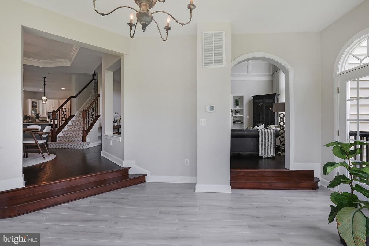 Chandelier, Dining room, Interior, Pendant Lights, Wood Texture Flooring