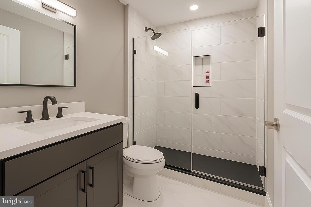 Bathroom, Glass Shower, Interior, Recessed Lighting