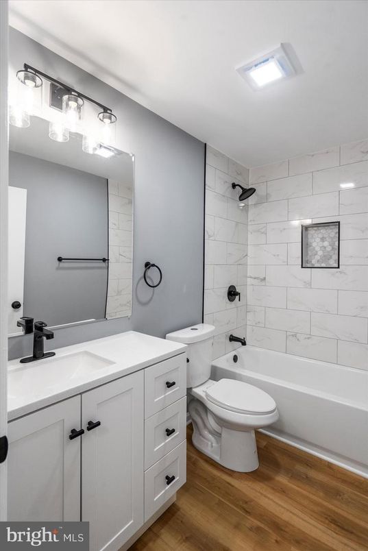 Bathroom, Interior, Marble Walls, Wood Texture Flooring