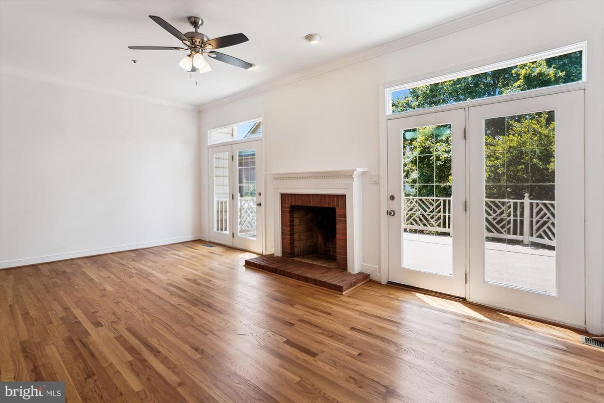 Empty room, Fireplace, Interior, Recessed Lighting, Wood Texture Flooring