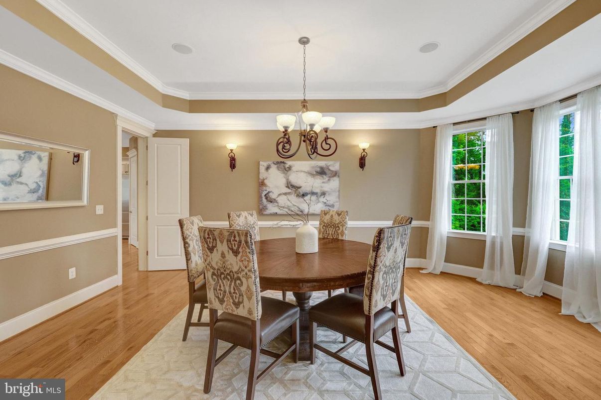 Chandelier, Dining room, Interior, Wood Texture Flooring