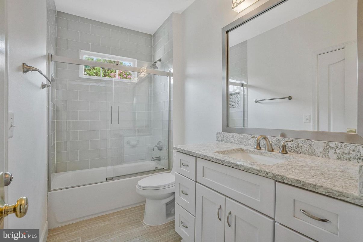 Bathroom, Glass Shower, Interior, Wood Texture Flooring