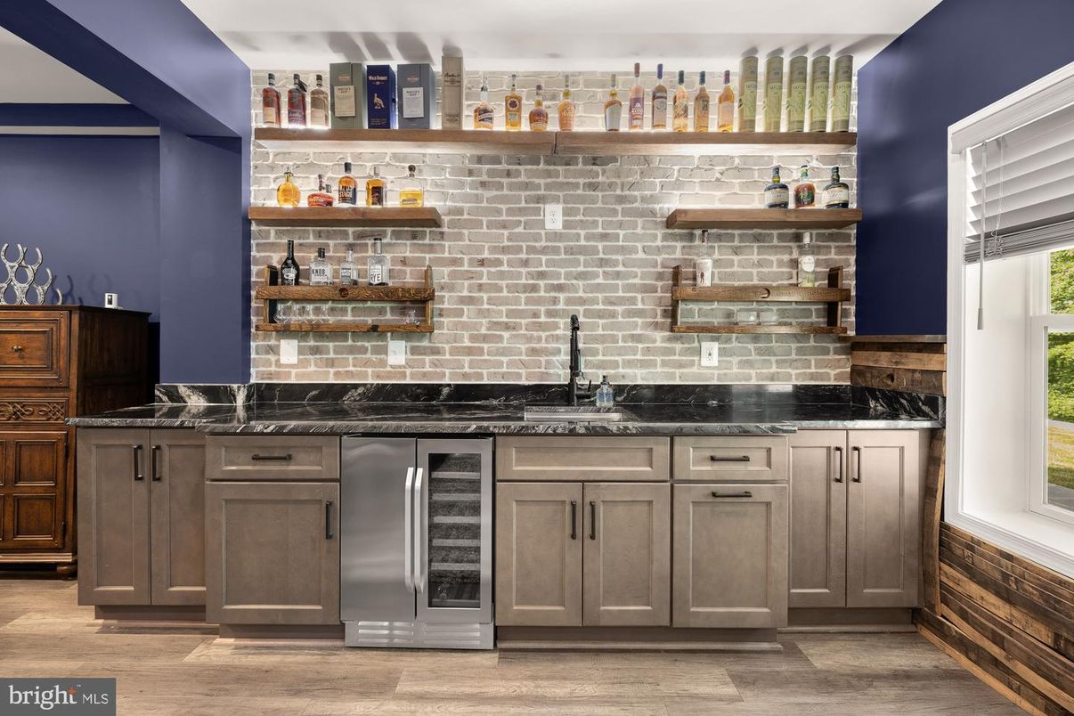 Interior, Kitchen, Stainless Steel Appliances, Stone Walls, Wood Texture Flooring