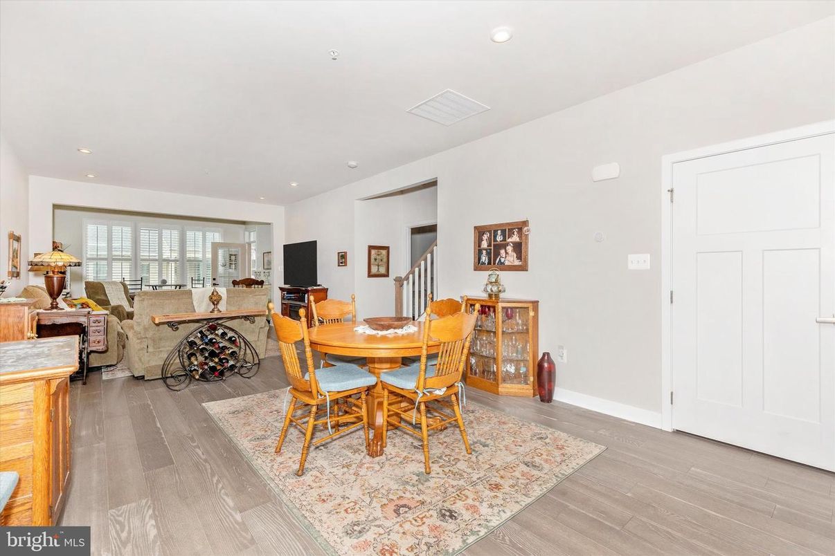 Dining room, Interior, Recessed Lighting, Wood Texture Flooring