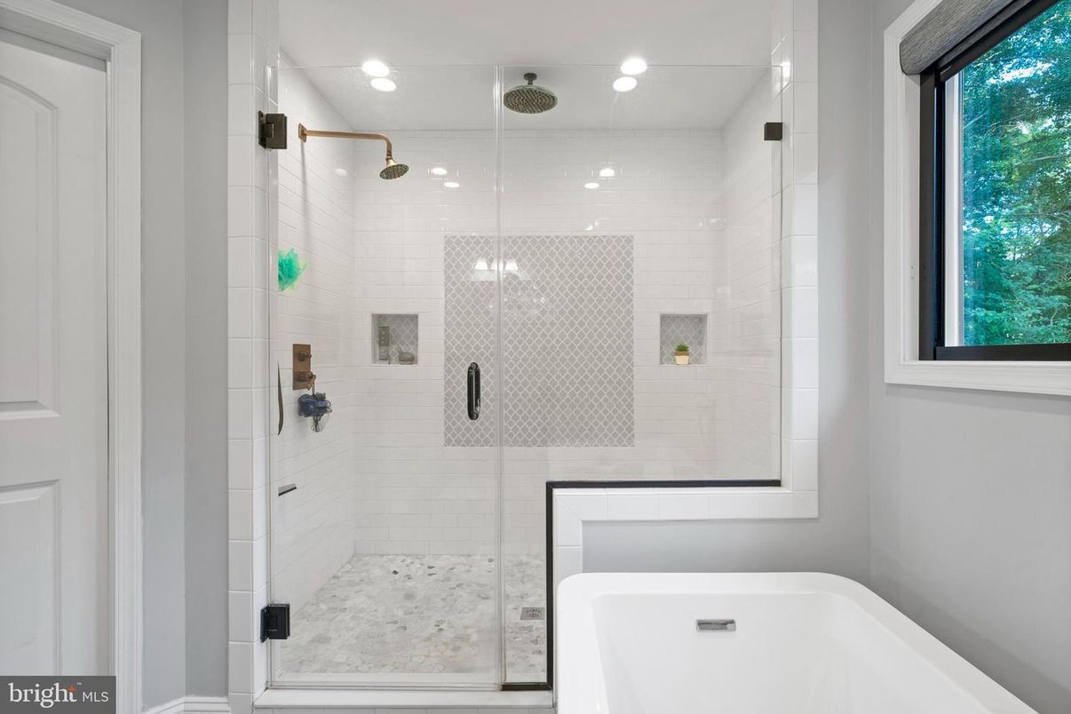 Bathroom, Glass Shower, Interior, Recessed Lighting