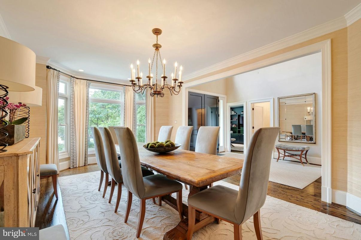 Chandelier, Dining room, Interior, Wood Texture Flooring