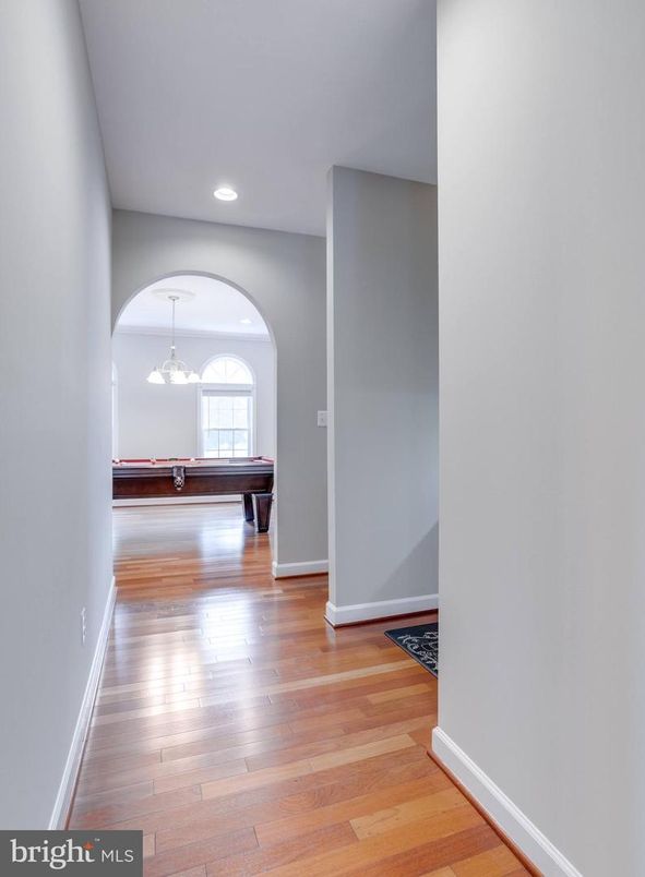Billiard Table, Game Room, Interior, Pendant Lights, Recessed Lighting, Wood Texture Flooring